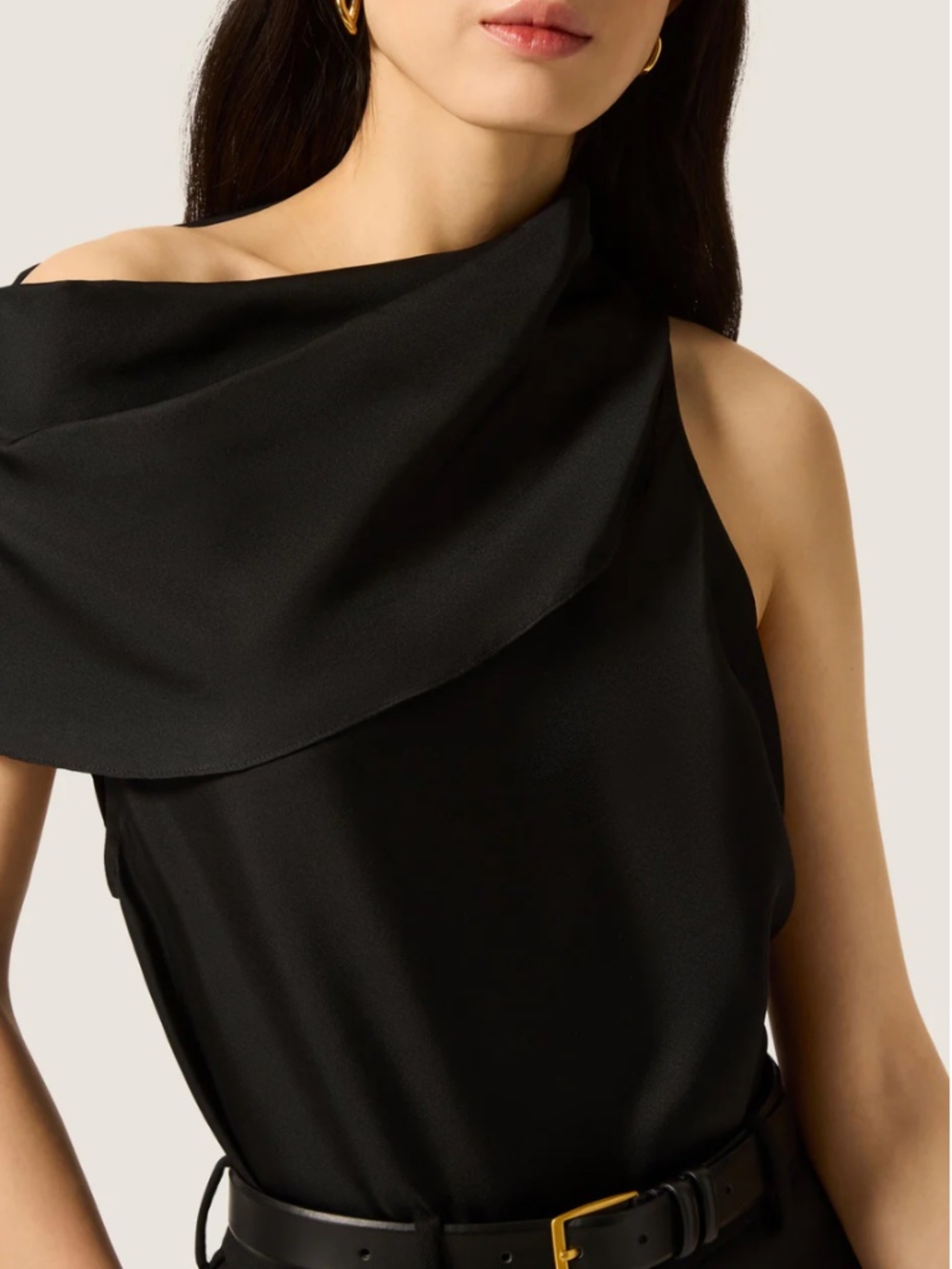 Argent Funnel Neck Top in Silk Twill